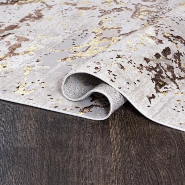 Makro Abra Kusový koberec GOLDEN MZ27D Moderní Abstraktní krémový hnědý Rozměr: 200x300 cm