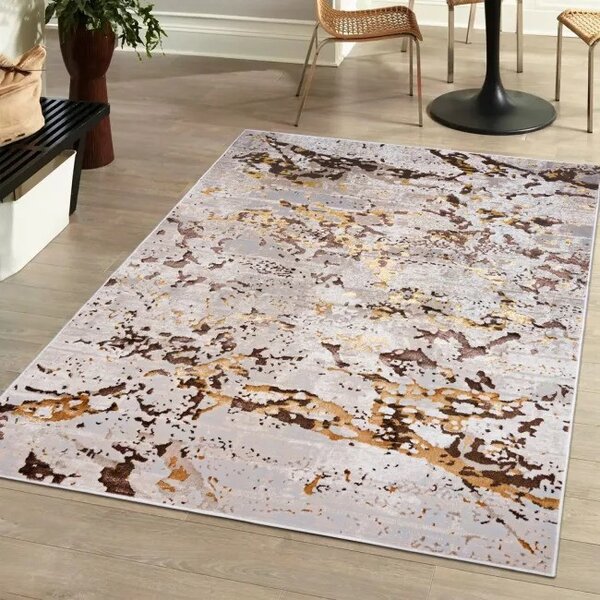 Makro Abra Kusový koberec GOLDEN MZ27D Moderní Abstraktní krémový hnědý Rozměr: 200x300 cm