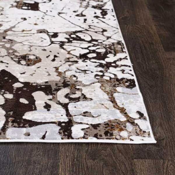 Makro Abra Kusový koberec GOLDEN MZ26D Abstraktní Moderní krémový hnědý Rozměr: 80x150 cm