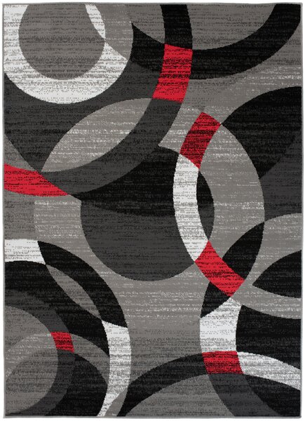 Chemex Kusový koberec Maya - geometrické tvary 4 - šedý/červený Rozměr koberce: 80x150 cm