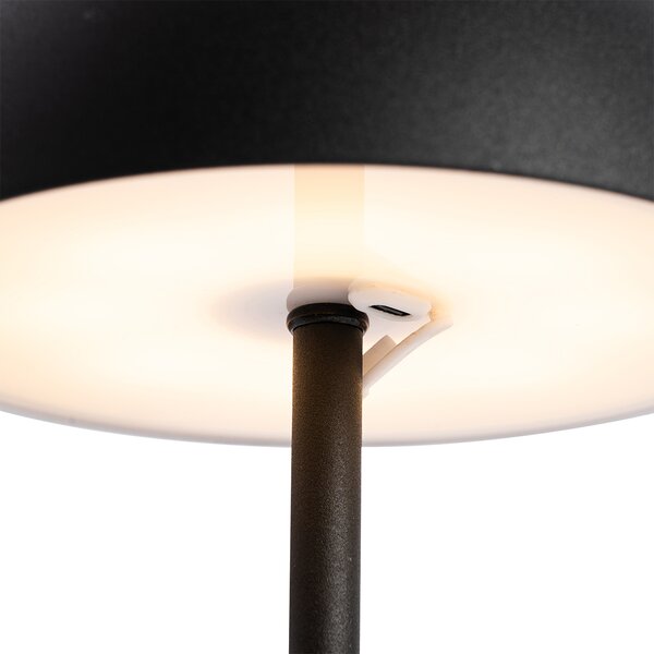 Venkovní stolní lampa černá dobíjecí 3-stupňový stmívač - Keira