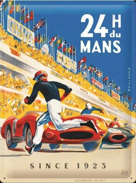 Plechová cedule 24h Le Mans - Racing Poster Blue, (30 x 40 cm)