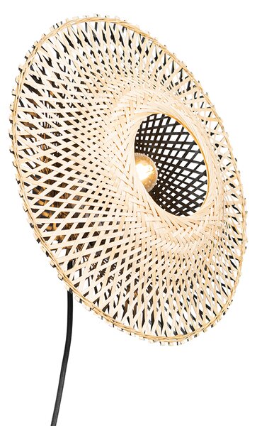 Chytrá nástěnná lampa bambusová 30 cm s zástrčkou vč. Wi-Fi P45 - Rina