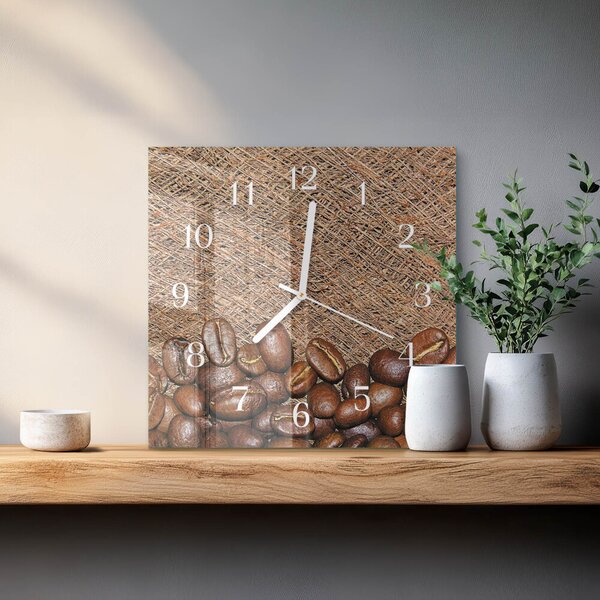 Skleněné hodiny Kávová zrna zskb-30x30-00082054
