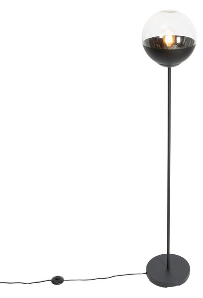 Retro stojací lampa černá s čirým sklem - Eclipse