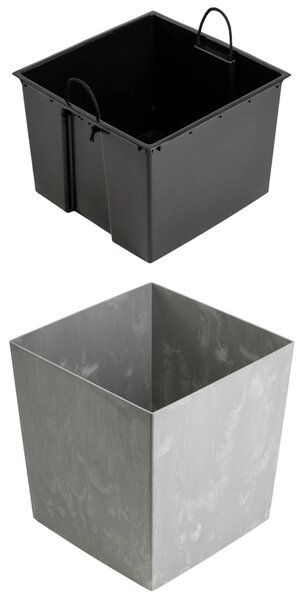 PLASTOVÝ KVĚTINÁČ FLORE 41X39,5X39,5 CM IMITACE BETONU ŠEDÁ