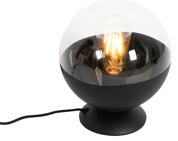 Retro stolní lampa černá s čirým sklem - Eclipse