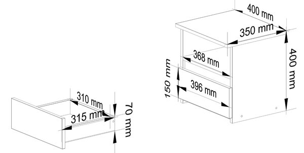 Ak furniture Noční stolek CL1 40 cm bílý/dub sonoma