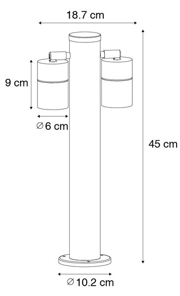Venkovní lampa černá s zemním hrotem a kabelovou průchodkou 45cm 2-světla IP44 - Duo