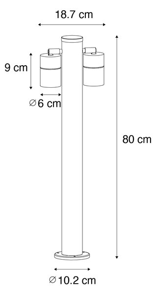 Stojací venkovní lampa černá 80 cm IP44 nastavitelná 2-světlo - Duo