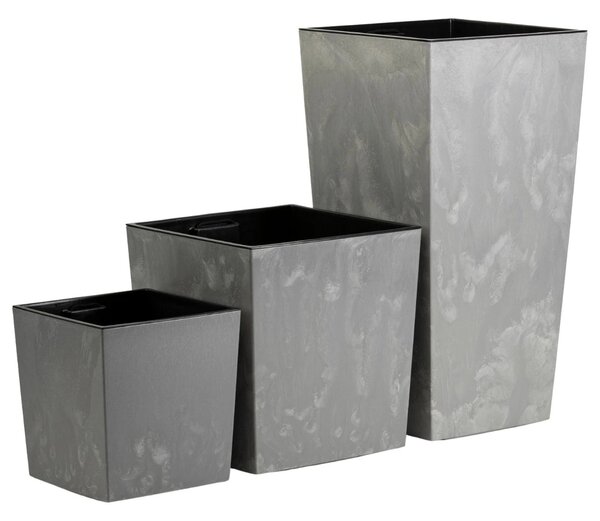 PLASTOVÝ KVĚTINÁČ FLORE 41X39,5X39,5 CM IMITACE BETONU ŠEDÁ