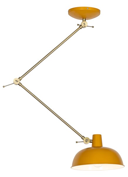 Retro stropní svítidlo žluté s bronzem - Milou