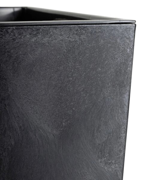PLASTOVÝ KVĚTINÁČ FLORE 41X39,5X39,5 CM IMITACE BETONU ČERNÁ