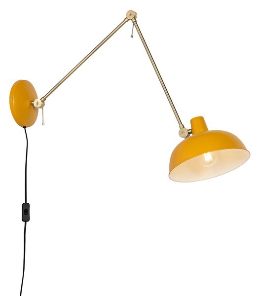 Chytrá nástěnná lampa žlutá s bronzovou vč. Wifi P45 - Milou