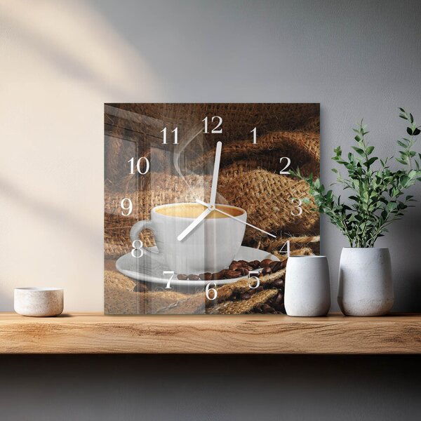 Skleněné hodiny Kávová zrna zskb-30x30-00059870
