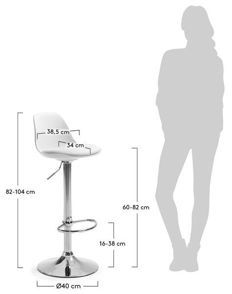Bílá koženková barová židle Kave Home Orlando 60-82 cm