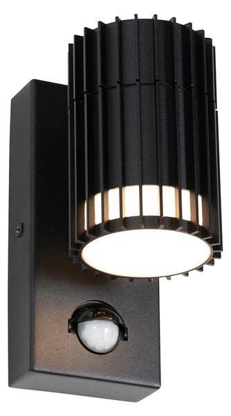 Designová venkovní nástěnná lampa černá s detektorem pohybu IP44 - Boris