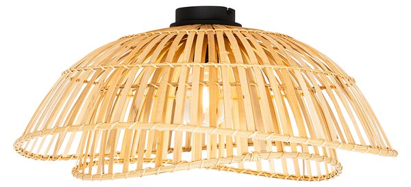 Orientální stropní svítidlo černé s přírodním bambusem 62 cm - Pua