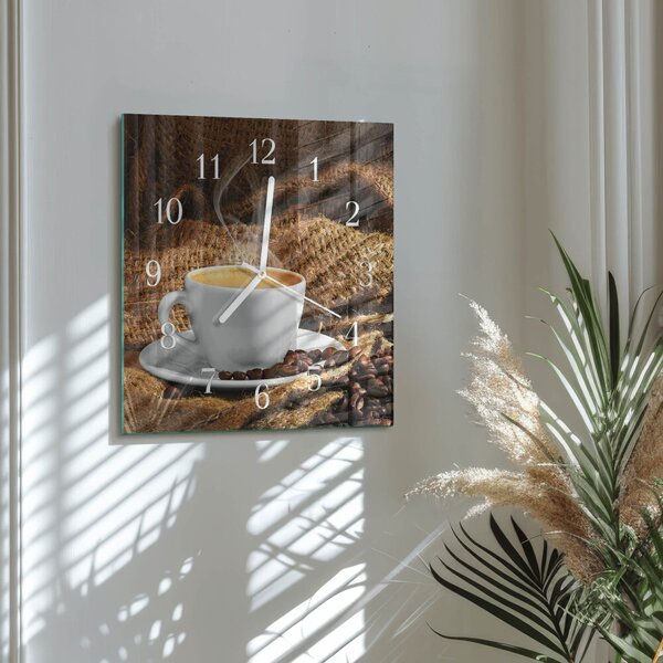 Skleněné hodiny Kávová zrna zskb-30x30-00059870