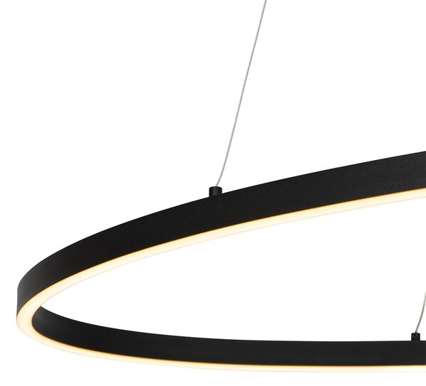 Designové závěsné svítidlo černé oválné vč. LED 3-stupňové stmívatelné - Ovallo