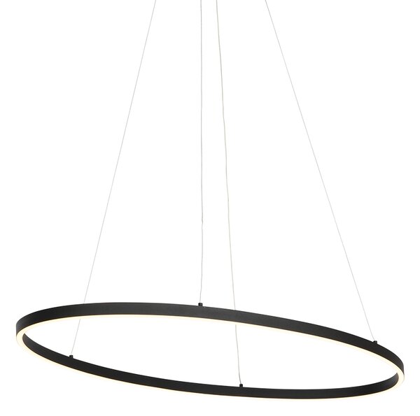 Designové závěsné svítidlo černé oválné vč. LED 3-stupňové stmívatelné - Ovallo
