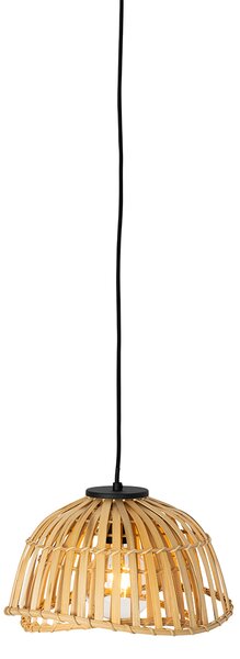 Orientální závěsné svítidlo černé s přírodním bambusovým dekorem 30 cm - Pua