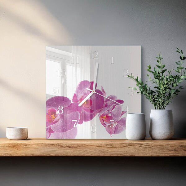 Skleněné hodiny Orchidej zskb-30x30-00085518