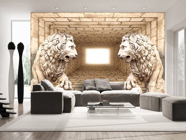 3D tapeta lví strážci + lepidlo ZDARMA Velikost (šířka x výška): 150x105 cm