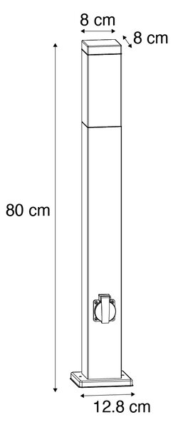 Venkovní lampa ocel 80 cm s paticí IP44 - Malios