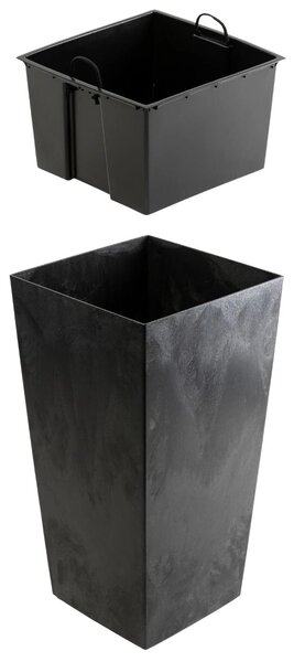 PLASTOVÝ KVĚTINÁČ PORTO 75X39,5X39,5 CM IMITACE BETONU ČERNÁ