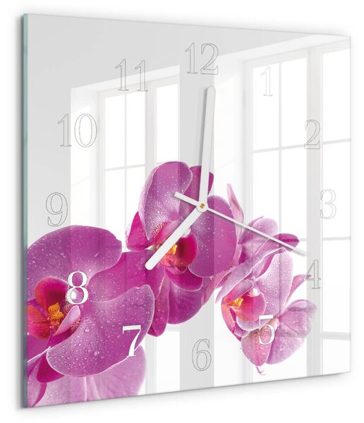 Skleněné hodiny Orchidej zskb-30x30-00085518