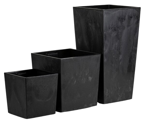 PLASTOVÝ KVĚTINÁČ PORTO 75X39,5X39,5 CM IMITACE BETONU ČERNÁ
