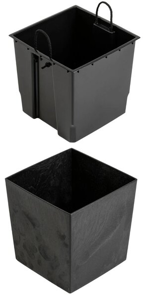 PLASTOVÝ KVĚTINÁČ FLORE 30,5X29,5X29,5 CM IMITACE BETONU ČERNÁ