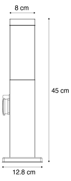 Venkovní lampa tmavě šedá 45 cm se zásuvkou IP44 - Malios