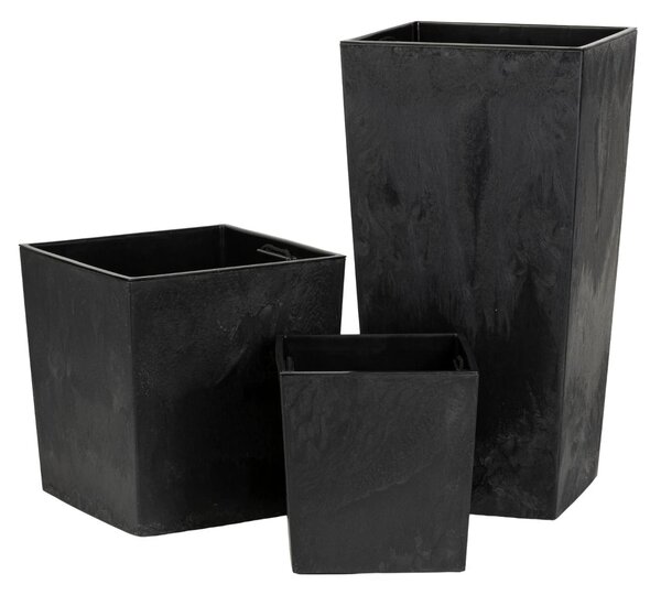 PLASTOVÝ KVĚTINÁČ PORTO 75X39,5X39,5 CM IMITACE BETONU ČERNÁ