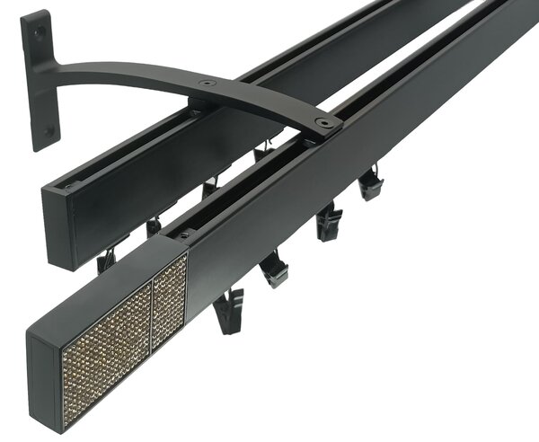 Kovovégarnýže.cz Garnýže Square line elegance royal diamond černá matná Varianta jednořadá nebo dvouřadá: Jednořadá, Délka: 0-100cm, Uchycení látky: jezdec+šnekový háček