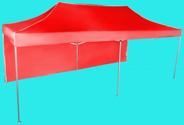 Nůžkový stan 3x6m hliníkový, Červená, 1 boční plachta