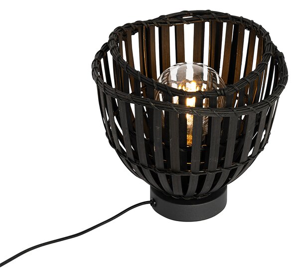 Orientální stolní lampa černá bambus - Pua