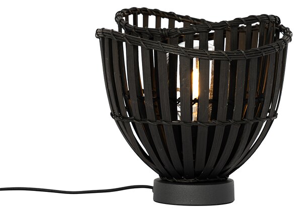 Orientální stolní lampa černá bambus - Pua