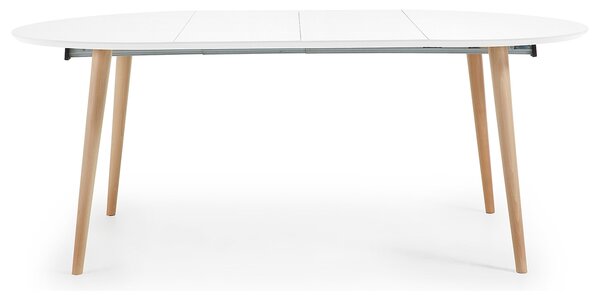 Bílý lakovaný rozkládací jídelní stůl Kave Home Oqui 120/200 x 120 cm