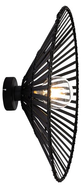 Orientální nástěnná lampa černá bambus - Pua