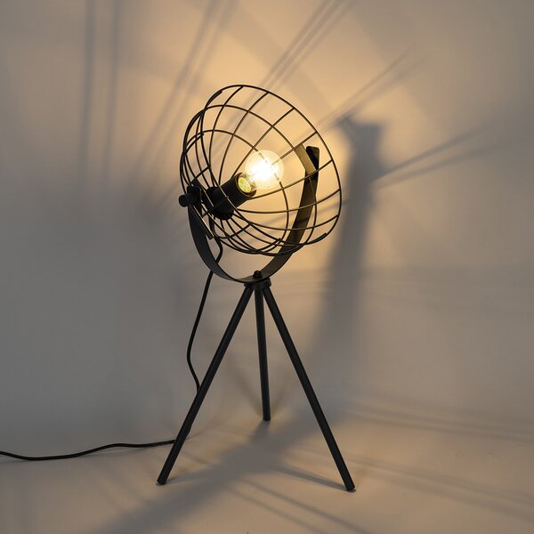 Průmyslová stolní lampa s trojnožkou černá nastavitelná - Hanze