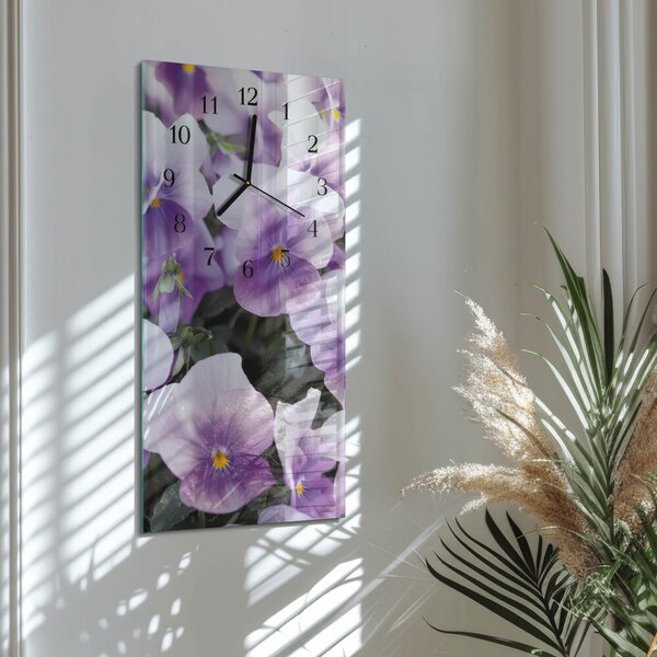 Skleněné hodiny vertikální Květiny zsppc-30x60-00173926