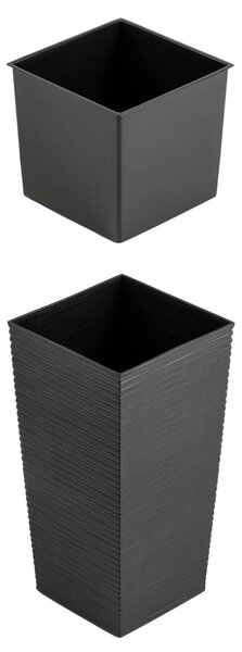 PLASTOVÝ KVĚTINÁČ PORTO RIFLO 36X19X19 CM ČERNÁ