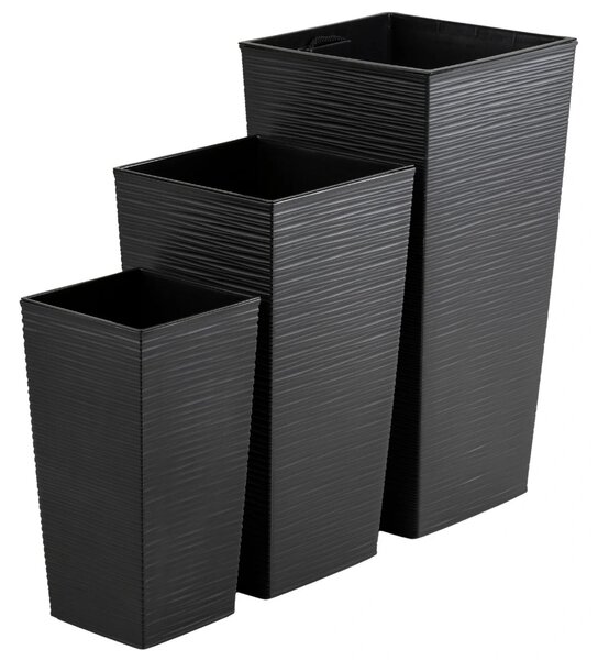 PLASTOVÝ KVĚTINÁČ PORTO RIFLO 36X19X19 CM ČERNÁ