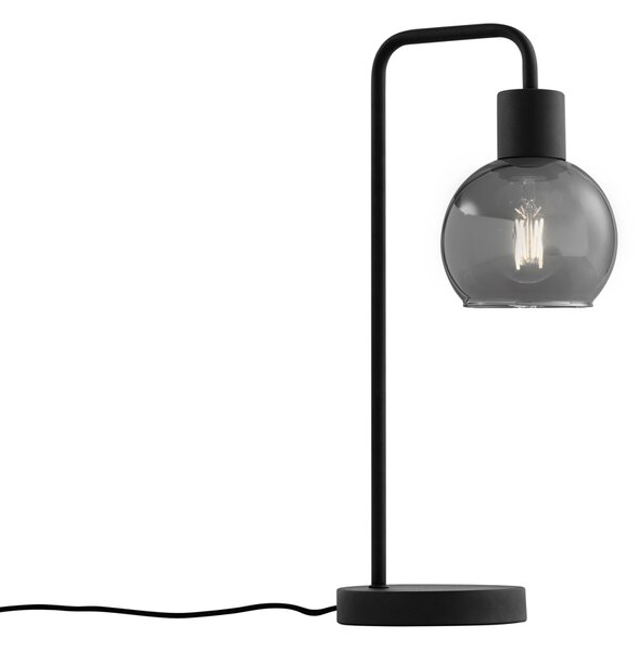 Stolní lampa Art Deco černá s kouřovým sklem - Vidro