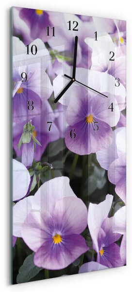 Skleněné hodiny vertikální Květiny zsppc-30x60-00173926