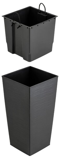 PLASTOVÝ KVĚTINÁČ PORTO RIFLO 57X29,5X29,5 CM ČERNÁ BT
