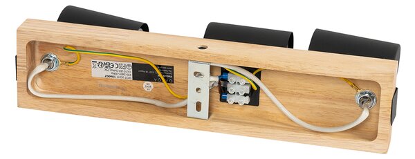 Stropní lampa černá se dřevem 3-světlo nastavitelná obdélníková - Jeana
