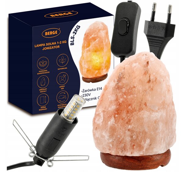 BERGE Solná lampa 1-2kg - Ionizátor / noční lampa